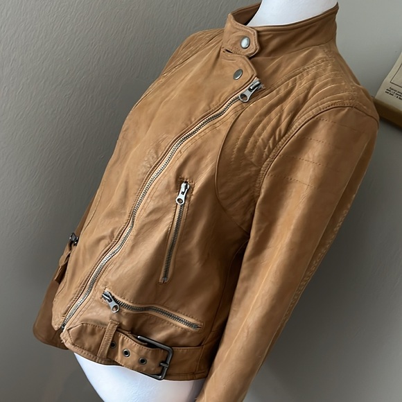Free People Fenix Vegan Leather Brown Moto Jacket Size Small - Picture 6 of 16
